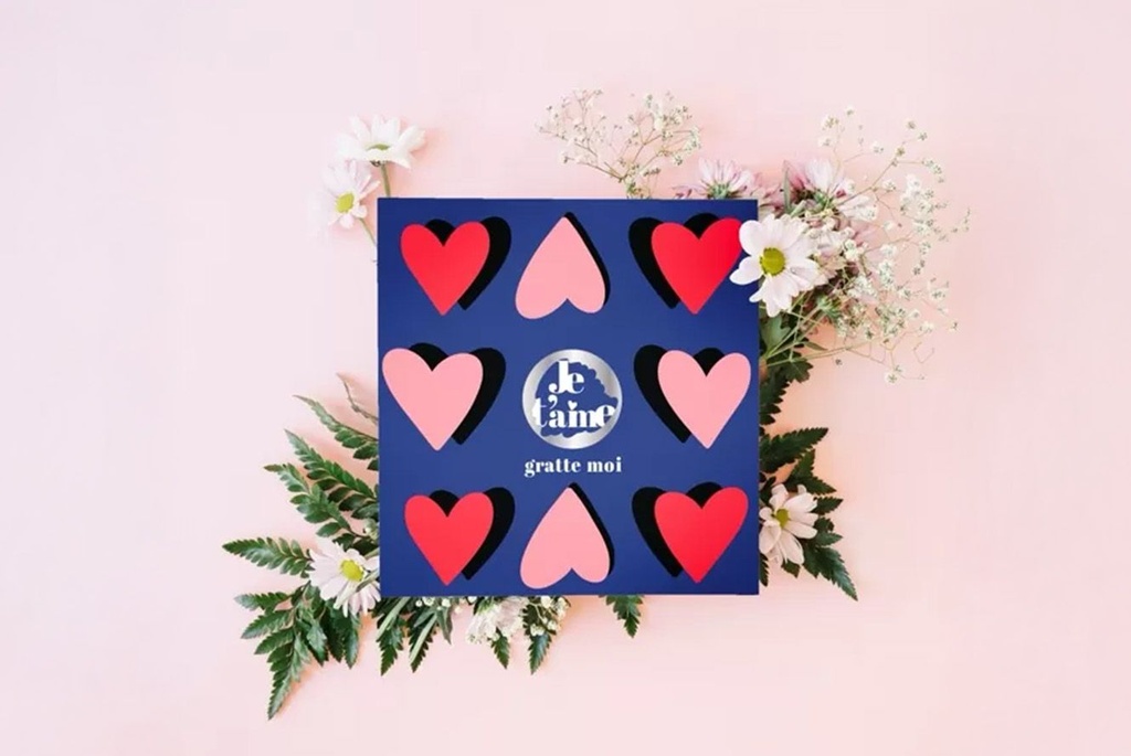 Carte à gratter JE T'AIME coeur Gratte moi