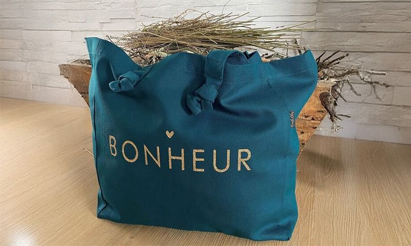 [250407_8567] Sac cabas "Bonheur" - bleu paon